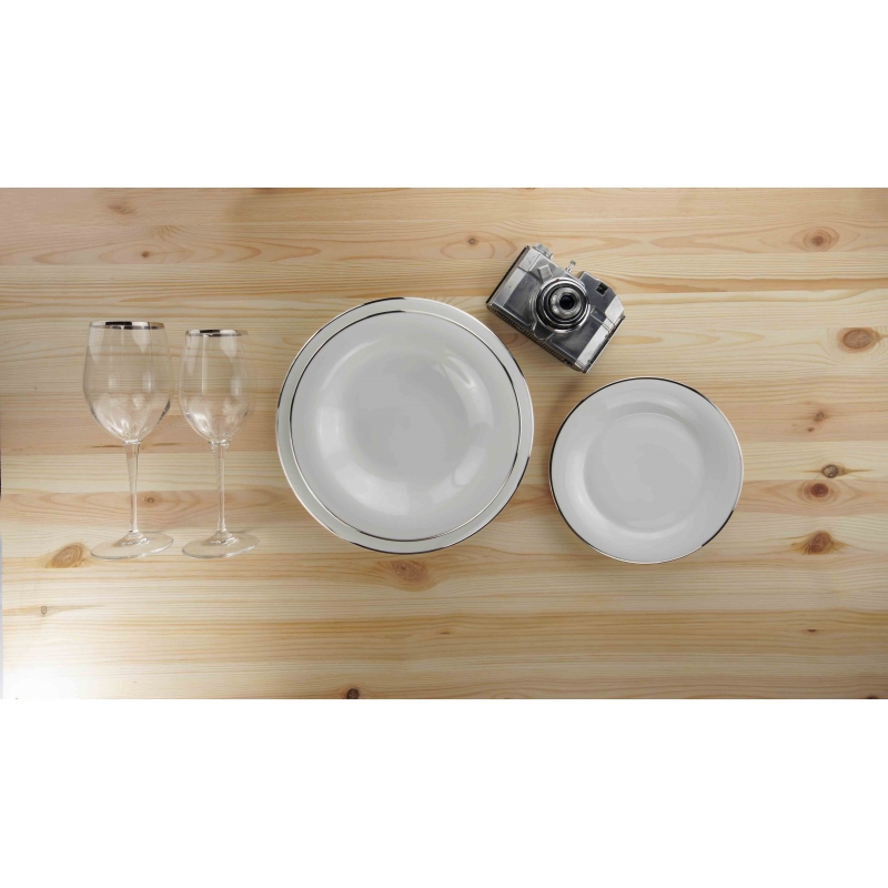 Servizio piatti 38 pz bianco soney con platino