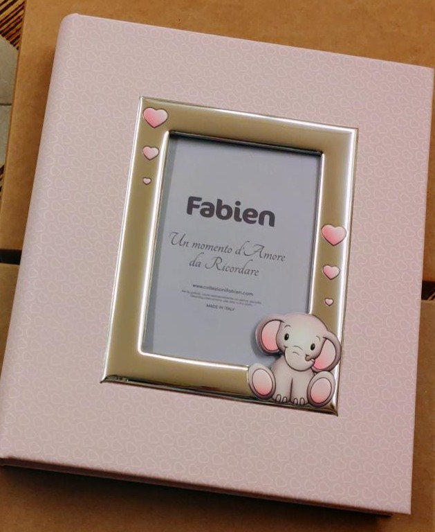 Album rosa con portafoto nascita battesimo rosa celeste