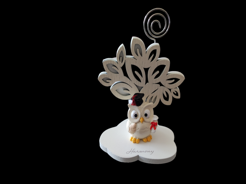 Bomboniera albero con gufo laurea e clip