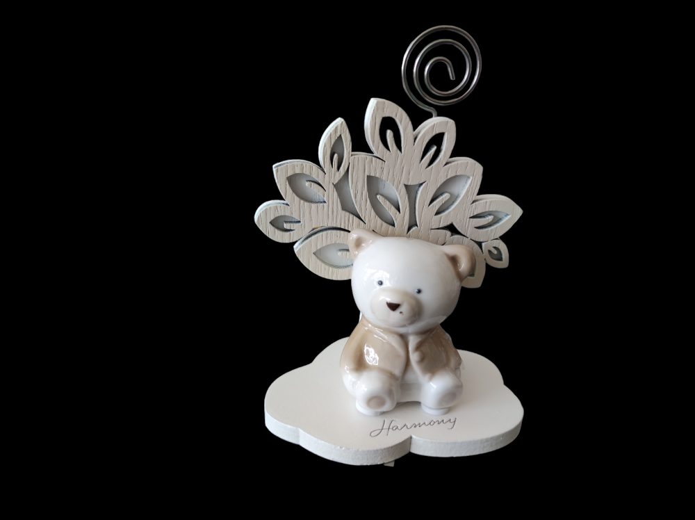 Bomboniera albero con clip e orsetto