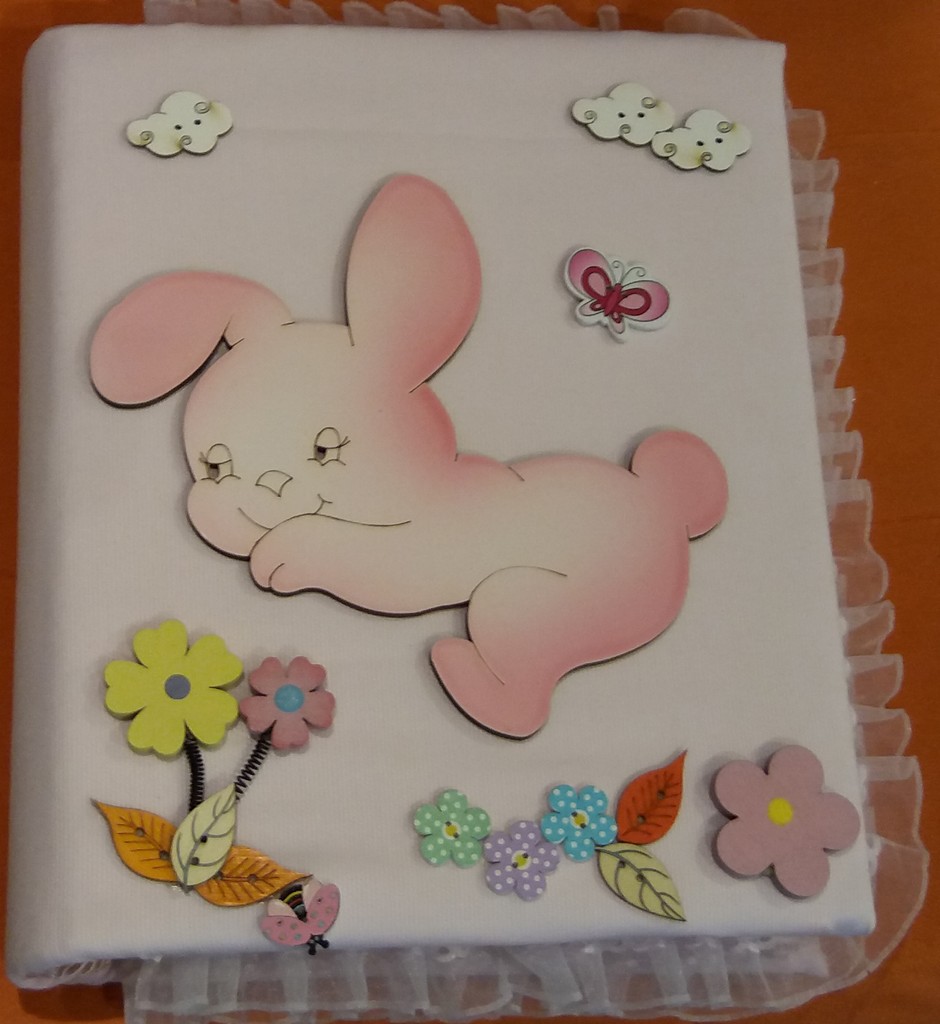 Album in tessuto e legno rosa