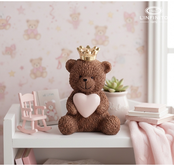 Bomboniera orsetto con cuore e corona Bomboniera orsetto con cuore e corona
