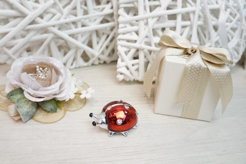 Bomboniera coccinella rossa con strass