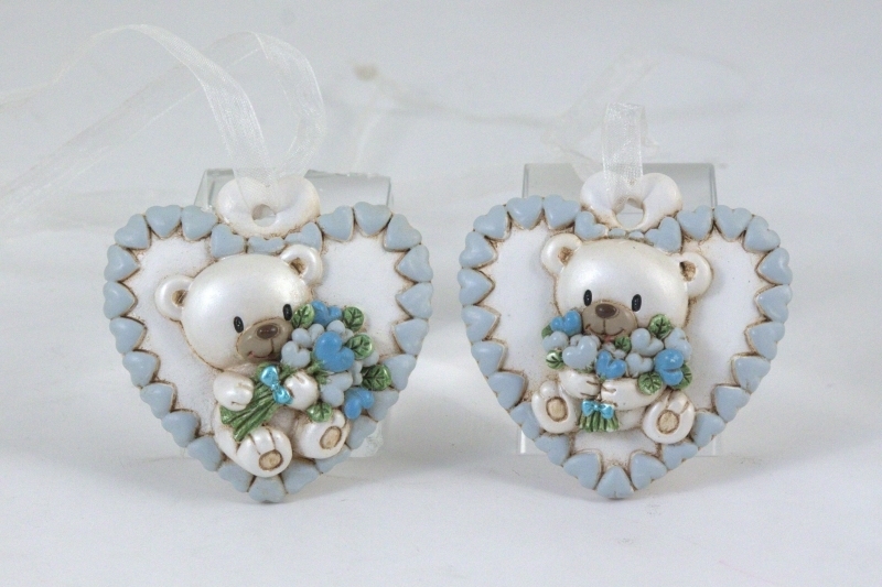 Bomboniera appendino cuore con orsetto baby