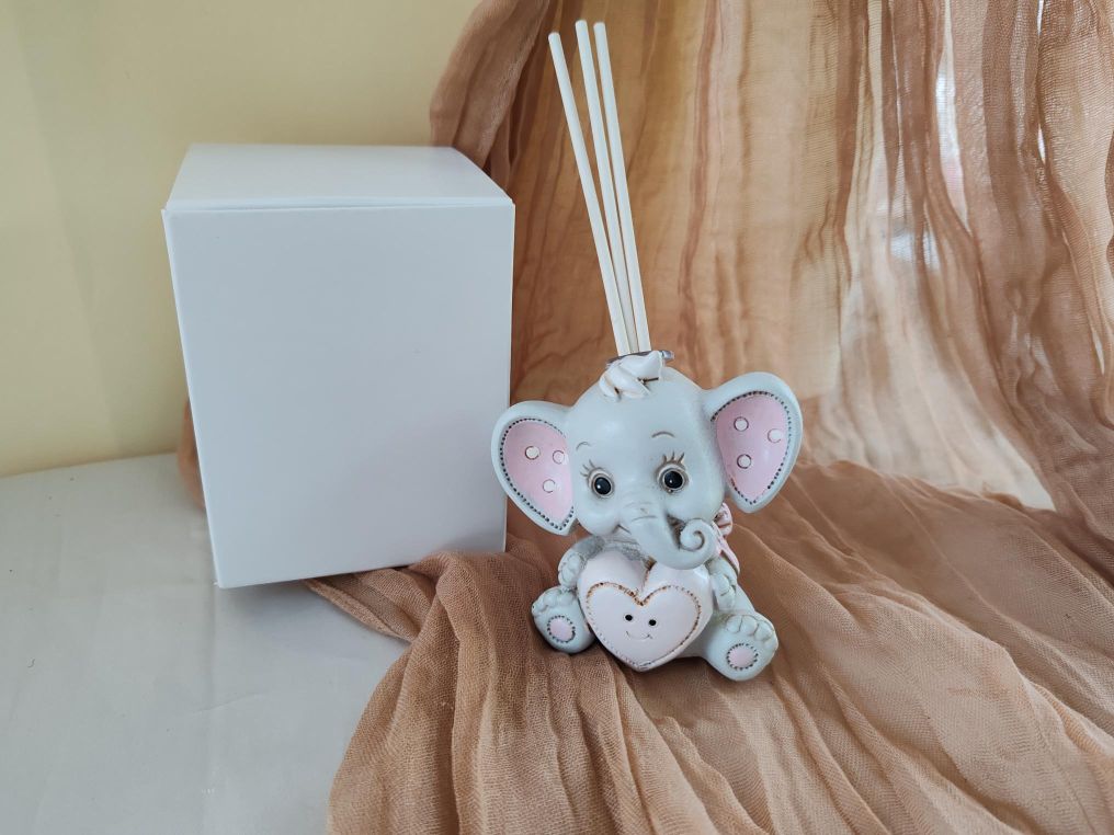 Bomboniera profumatore elefante rosa celeste