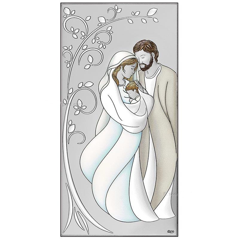 Bomboniera quadretto icona sacra famiglia argento