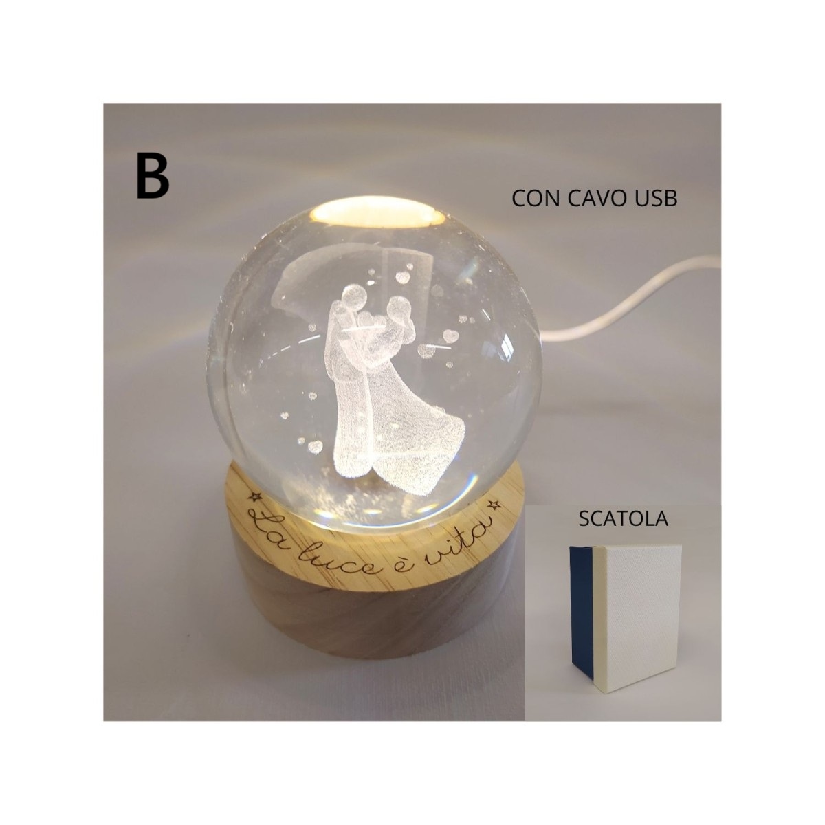 Bomboniera globo con led usb comunione matrimonio sistema solare