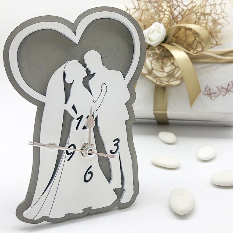Bomboniera orologio cuore sposi