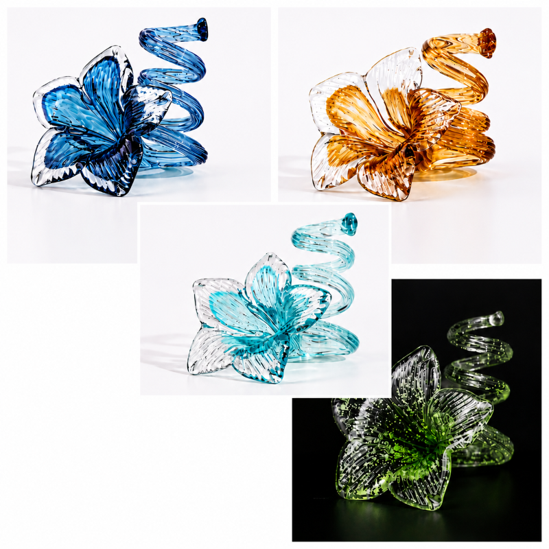 Cuore Matto Bomboniera fiore in vetro fluorescente