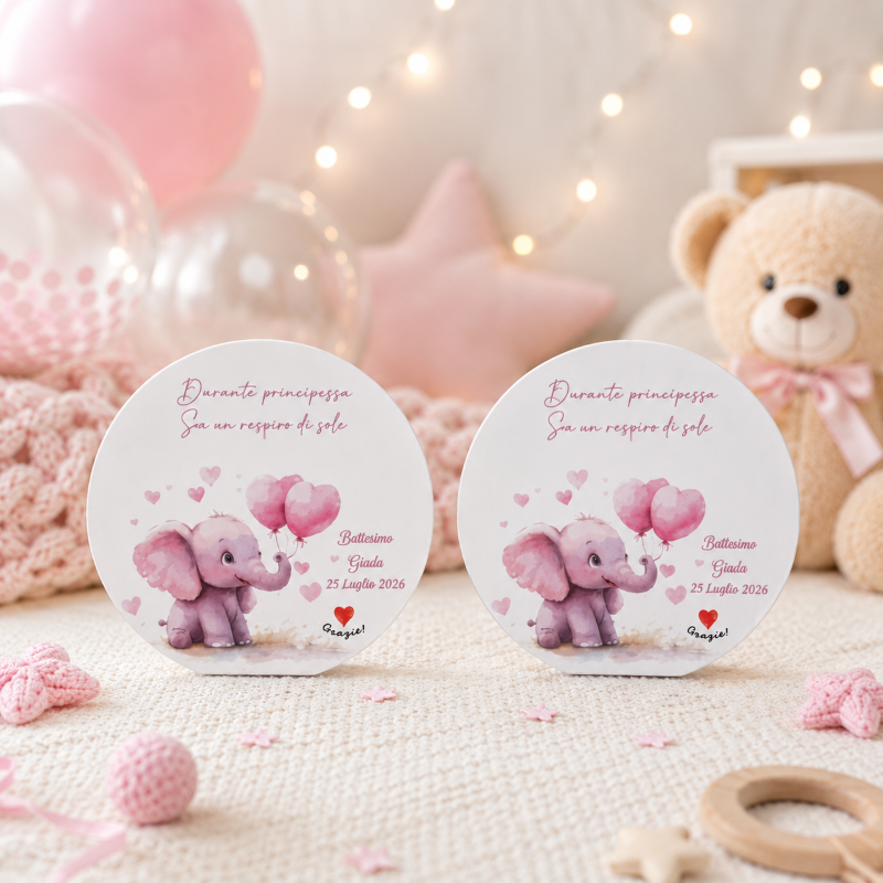 Cuore Matto bomboniera quadretto con elefantino per nascita personalizzabile Cuore Matto bomboniera quadretto con elefantino per nascita personalizzabile
