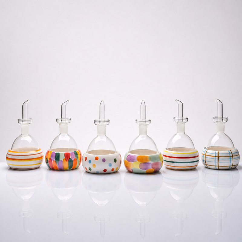 Bomboniera oliera vetro ceramica solidale con olio