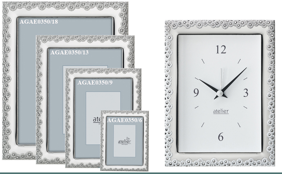 Portafoto orologio daisy in argento
