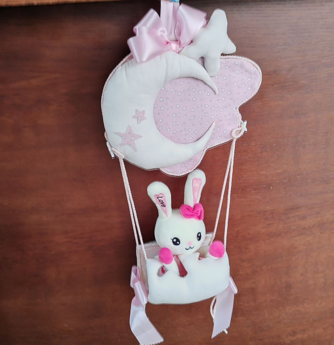 Fiocco nascita mongolfiera rosa personalizzabile Fiocco nascita mongolfiera rosa personalizzabile