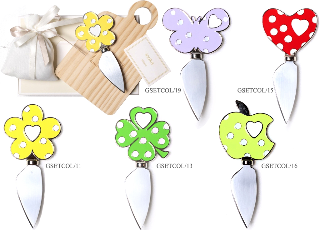 Bomboniera set formaggio inoka tagliere e coltellino