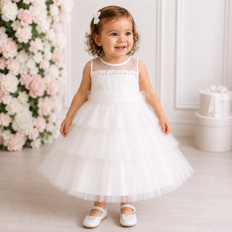 Abito bimba estivo a balze di tulle Abito bimba estivo a balze di tulle