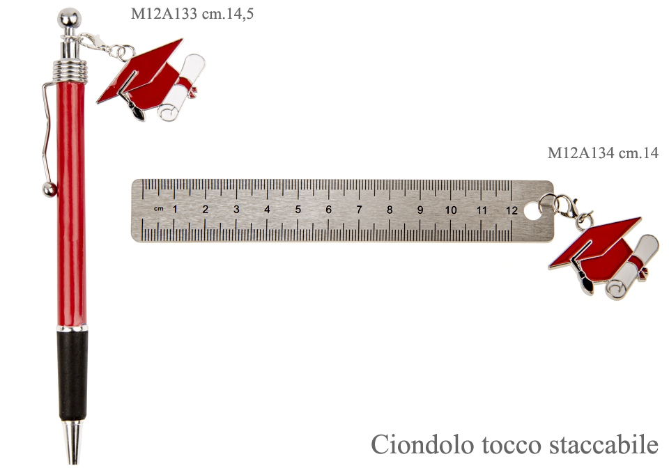 Bomboniera righello con ciondolo laurea