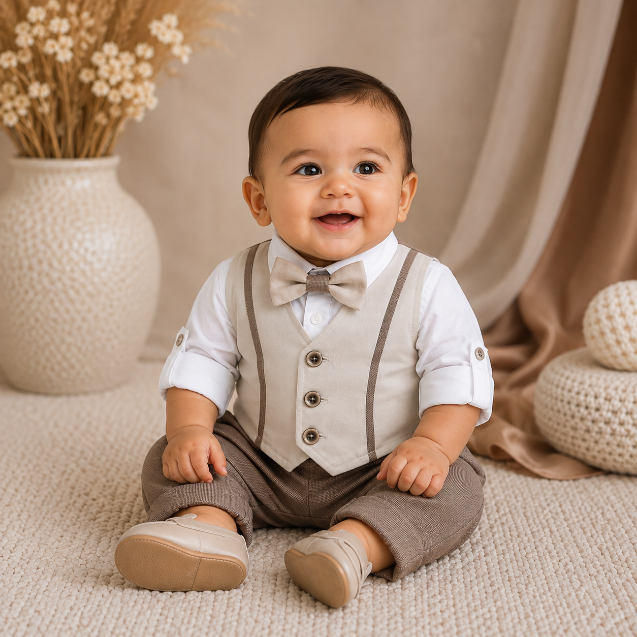 Nazareno Gabrielli Completo bimbo estivo beige tortora