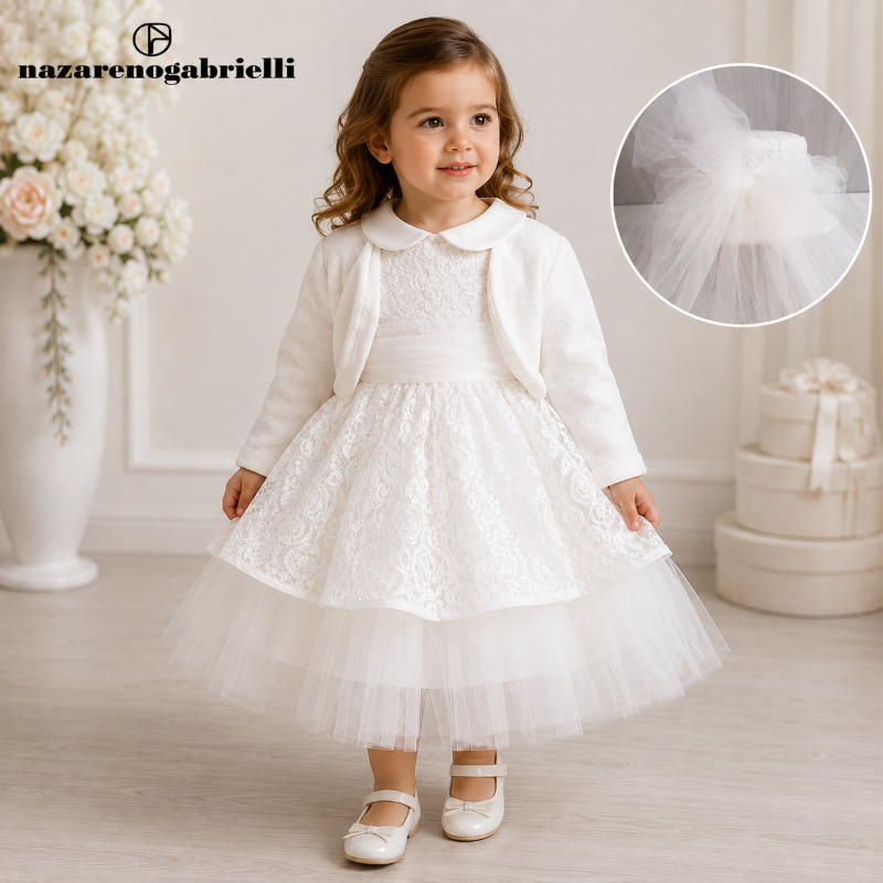 Abito bimba invernale con pizzo e tulle
