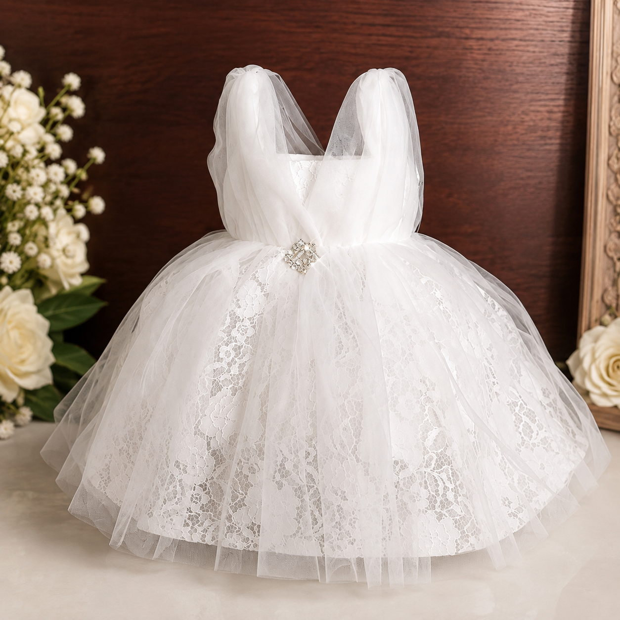 Abito bimba in pizzo e tulle