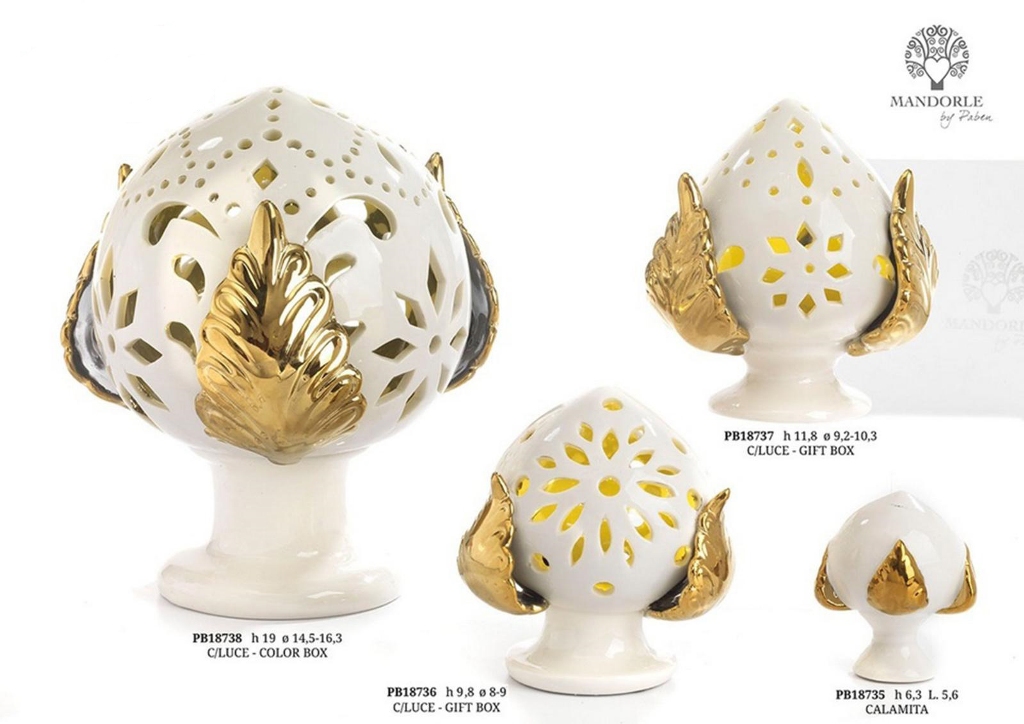 Bomboniera magnete pumo pomo con foglie oro