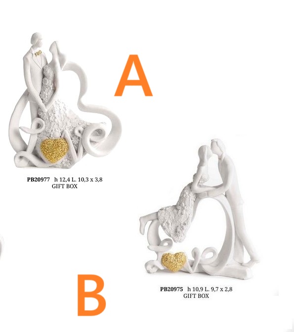 Bomboniera coppia innamorati cuore oro