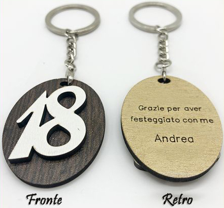 Bomboniera portachiavi personalizzato per 18° compleanno