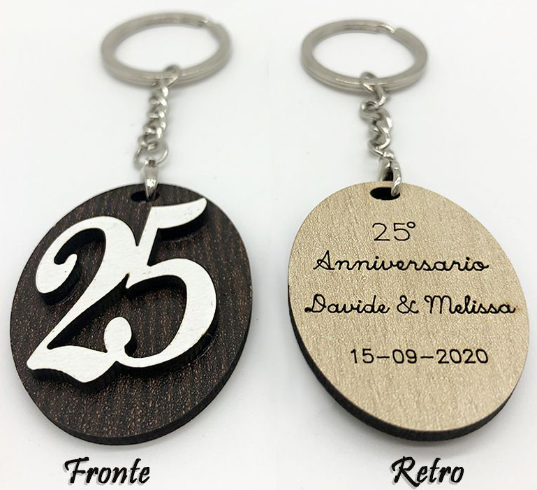 Bomboniera portachiavi 25 anniversario personalizzato