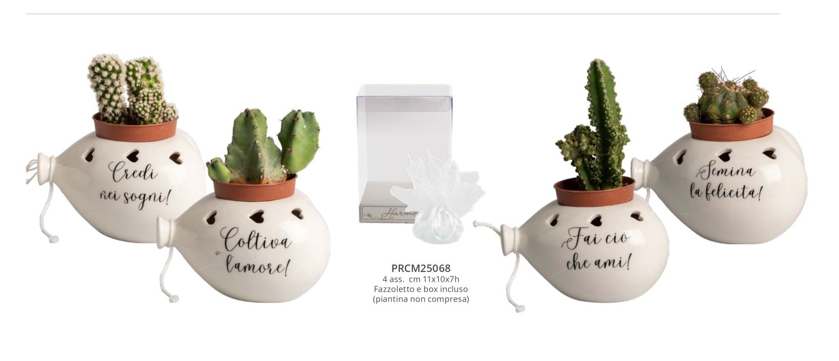 Bomboniera vaso porta pianta palloncino cuore bianco