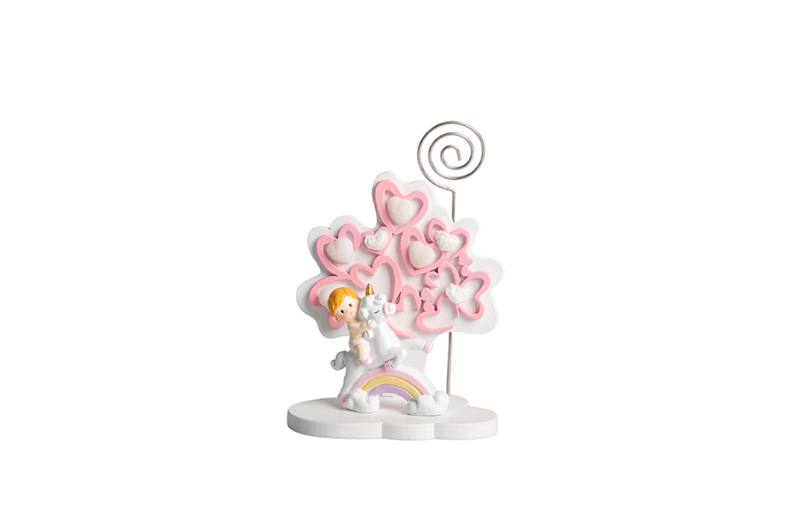 Bomboniera albero con bimbo bimba su unicorno