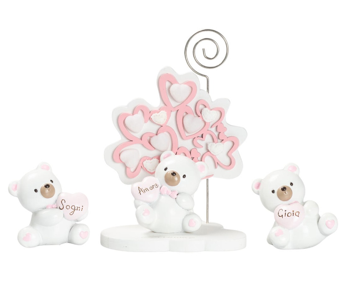 Bomboniera per battesimo orsetto con albero della vita clip