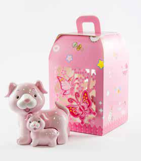 Bomboniera salvadanaio cane rosa harmony