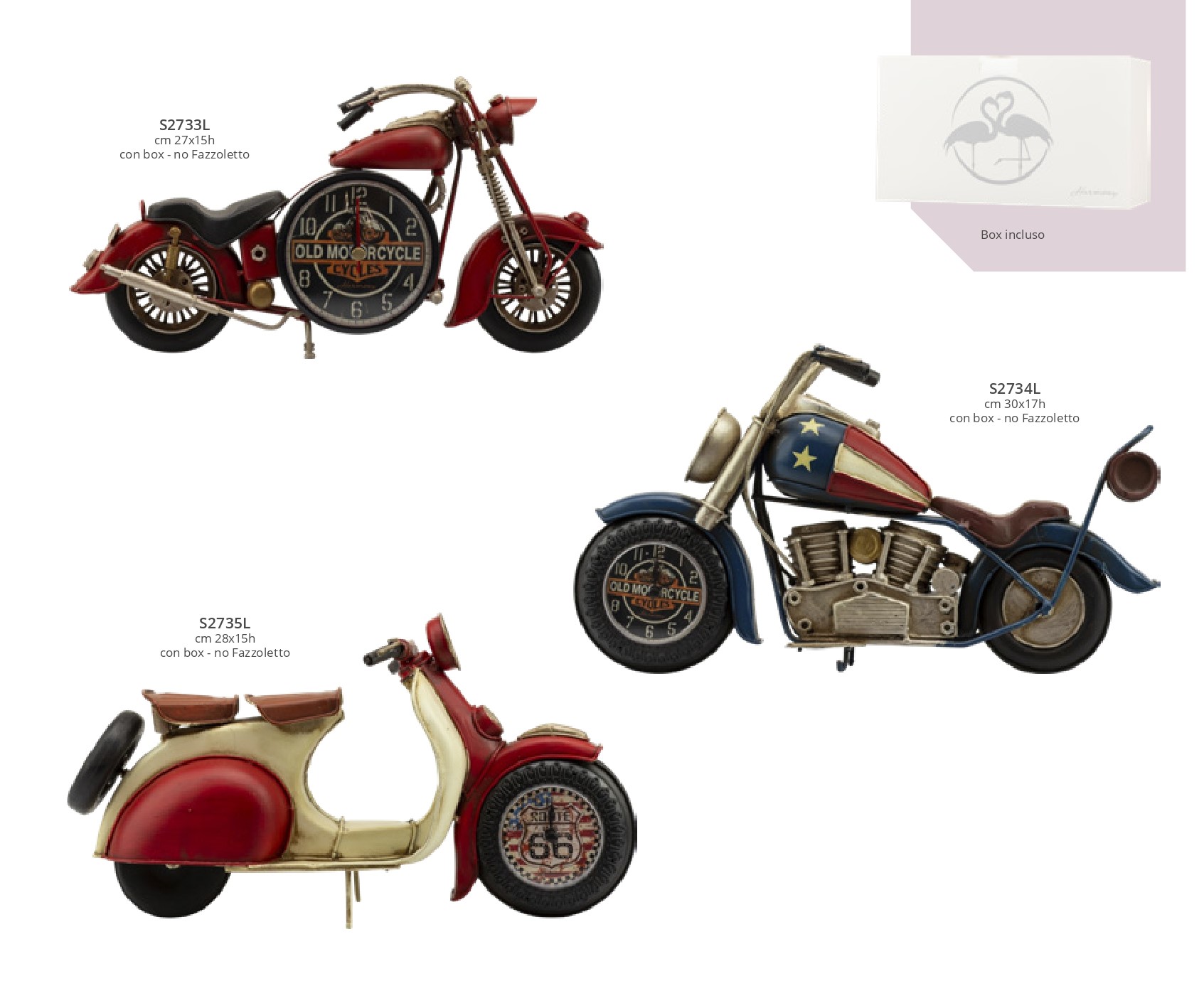 Bomboniera moto vespa con orologio sveglia harmony