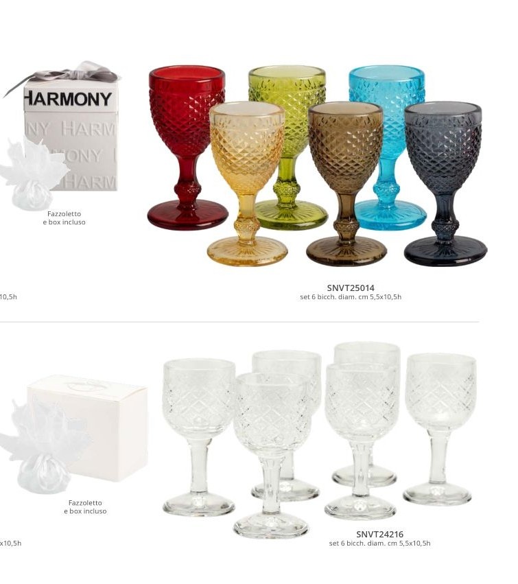 Bomboniera set bicchierini liquore harmony colorati
