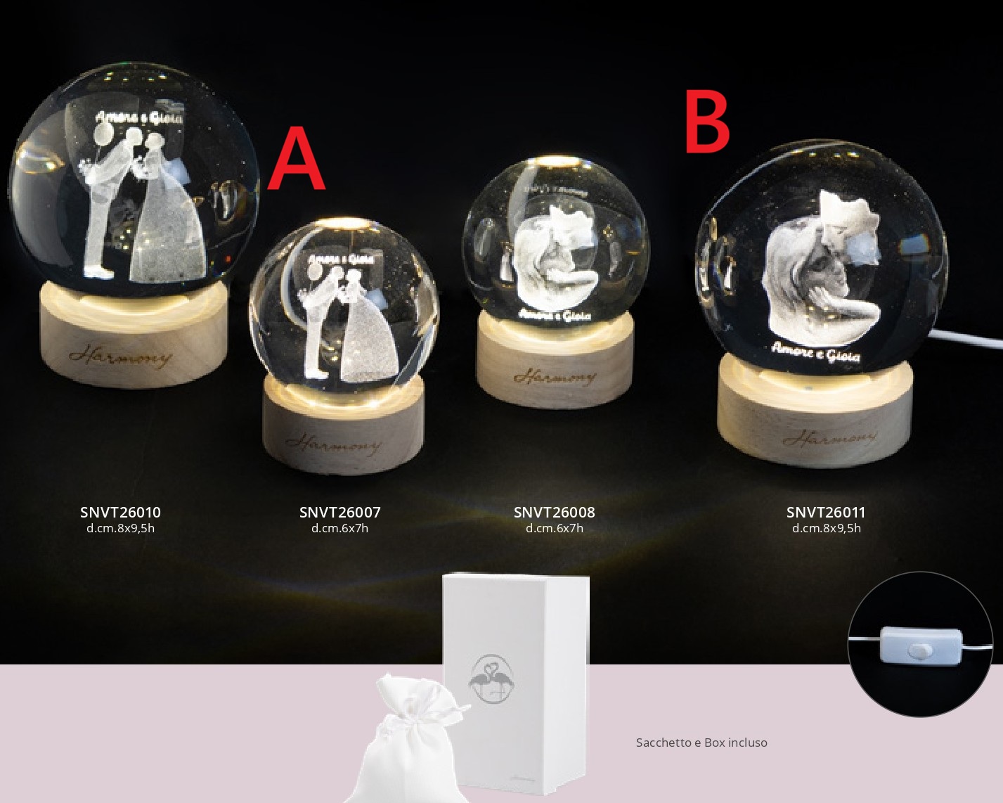 Bomboniera globo lampada led harmony