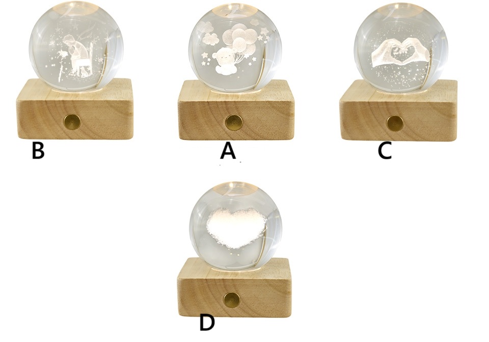 Bomboniera globo su base legno con led