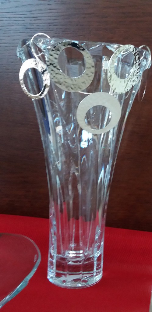 Vaso in cristallo con applicazione argento Vaso in cristallo con applicazione argento