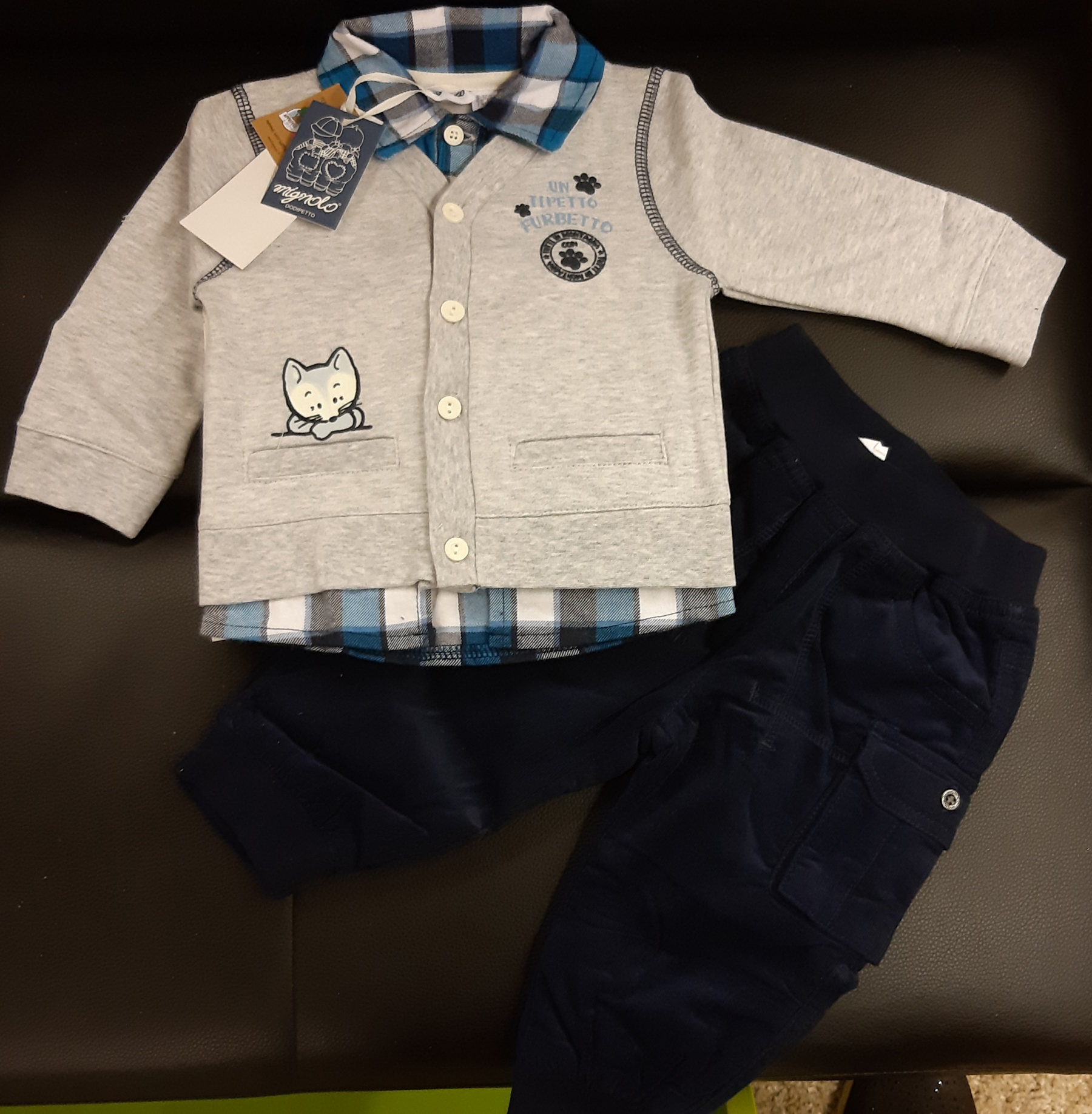 Completo bimbo mignolo blu grigio Completo bimbo mignolo blu grigio